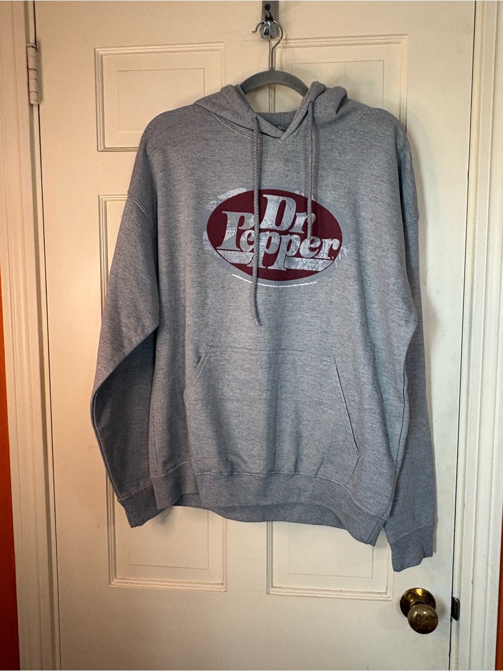 Dr Pepper Tee Luv Logo Pullover Hooded Sweatshirt Hoodie Gray Large New